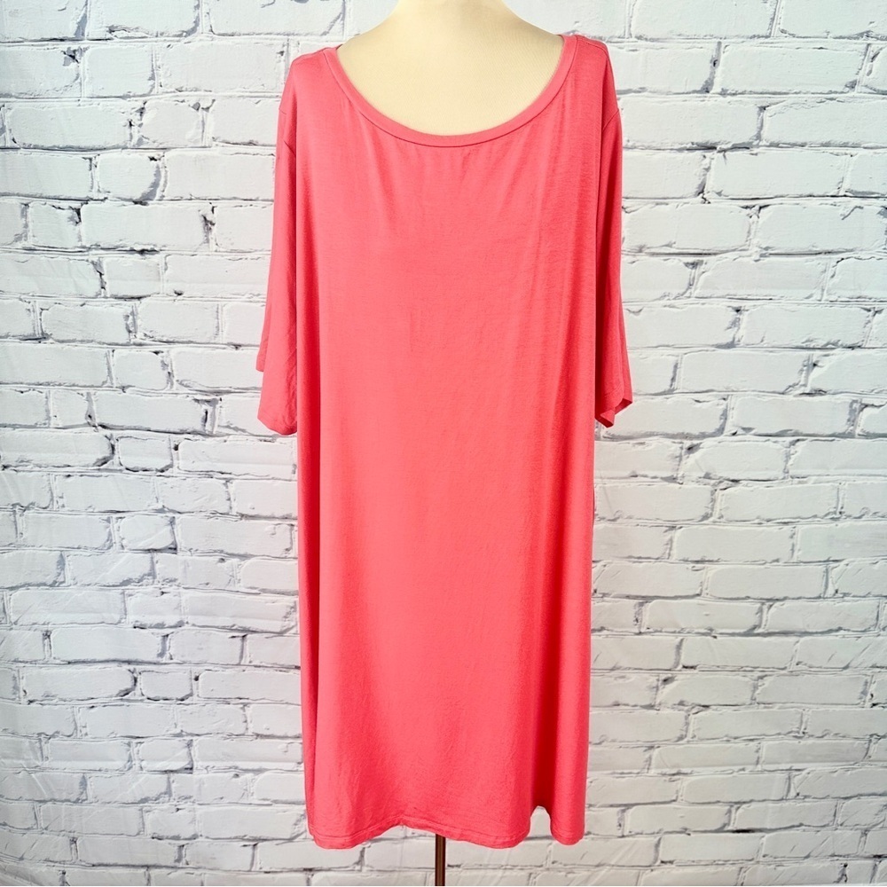 Eileen Fisher Coral Pink Tshirt Dress Women’s 3x Tencel Stretch Jersey Lagenlook